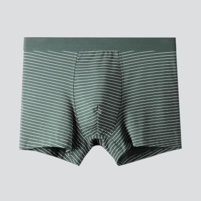 China Boxer Underwear Men's Green Striped Modal Antibacterial Modal Green Underwear Comfortable And Breathable Underwear for sale