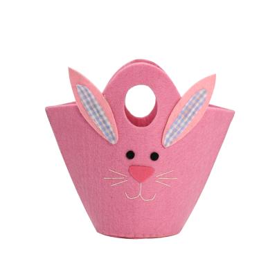 China Cute Easter Bunny Felt Basket Bag Decorating Decoration Gift for sale