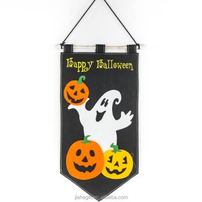 China Decorative Black Happy Decoration Halloween Decoration Felt Hanging Flags for sale