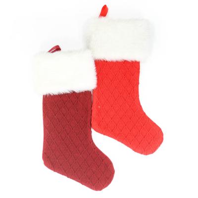 China Diamond Pattern Knitted Stocking Good Quality Christmas Decoration Hanging Supplies Christamas Decoration Christamas Decoration 7 Days Red Christamas Decoration for sale