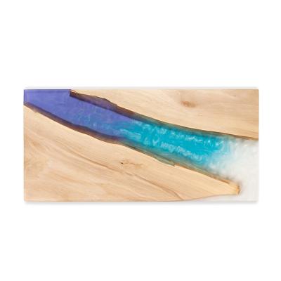 China Viable wooden cutting board with resin, wooden blue resin cheese serving board for sale