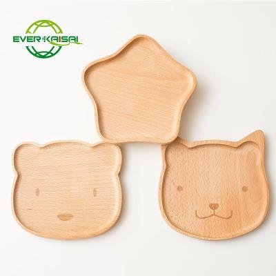 China Sustainable Decoration Fruit Bowls Cat Dish Food Fruit Dish / Fruit Tray Cute Wooden Tray Child Baby Serving Wood Dish. for sale