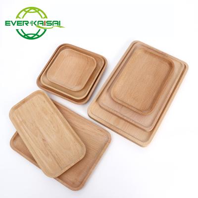 China Viable Rectangle Wooden Dinner Dishes Serving Tray For Tea Fruit Dessert Cake Snack Butter Cheese Burger Serving Appetizer for sale