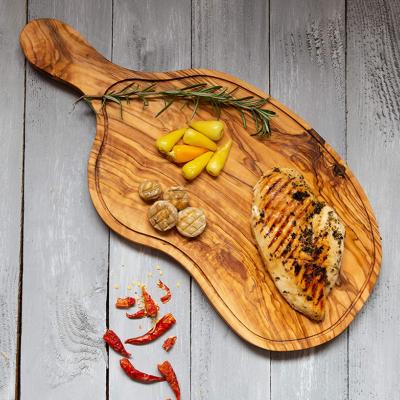 China Sustainable Olive Wood Cutting Board, Sustainable Meat Serving Board with Handle for sale