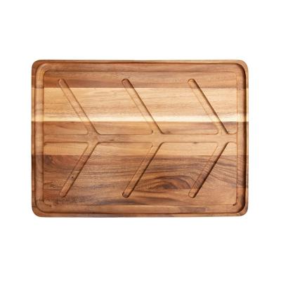 China Sustainable Acacia Wood Carving Board For Meat With Tree Shaped Groove , Acacia Wood Cutting Board for sale