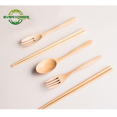 China Viable Wooden Flatware Tableware Cutlery Set Travel Utensils Tied Line Reusable Flatware, Wooden Fork Spoon Chopsticks for sale