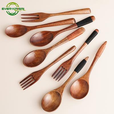 China Viable Wooden Soup Spoons for Drinking Mixing Stirring, Long Handle Spoon with Chinese Japanese Style Kitchen Utensil. for sale