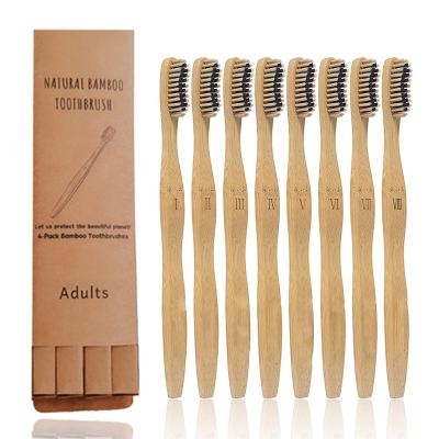 China Eco Friendly 100% Organic Disposable Soft Bristle Bamboo Toothbrush For Adult for sale