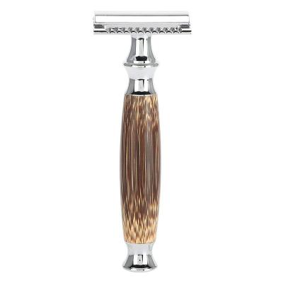 China Barber Single Brass Bamboo Handle Bamboo Blade Safety Shaving Razor for sale