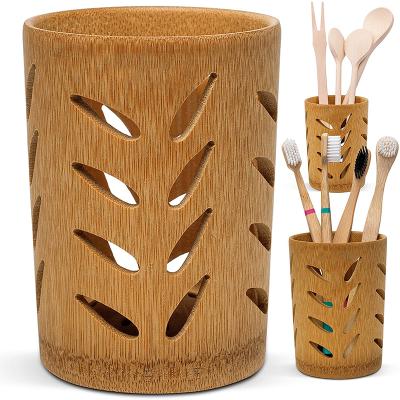 China Bamboo Bamboo Toothbrush Holder for Bathroom Toothbrush Cup with Drainage, Bathroom Quick Drying Cup for sale