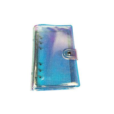 China Rainbow Laser Spiral Transparent Film Cover PVC Loose Leaf Notebook for sale