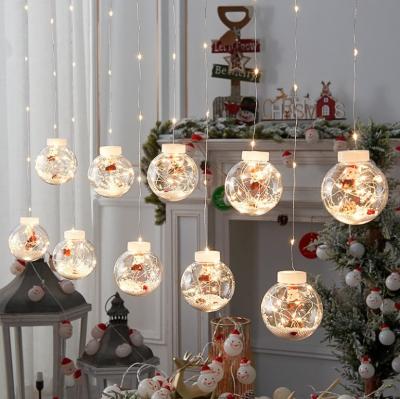 China Christmas Day LED Curtain Lights Christmas Santa Claus Snowman Ball Window Christmas Tree Decoration Lights for sale