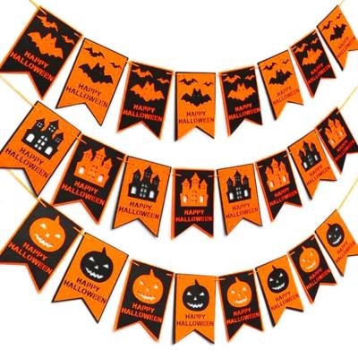 China Christmas Event Layout Room Decoration Holiday Celebration Halloween Double-Layer Felt Cloth Holiday Party Window Decorations Hang Flag for sale