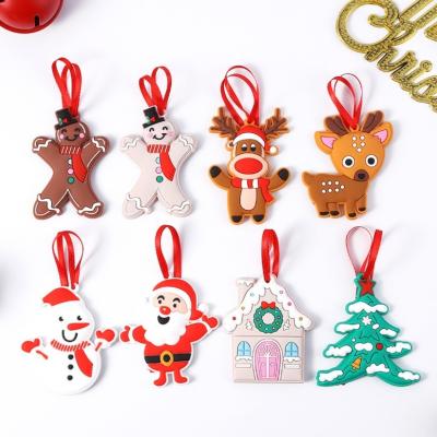 China For Santa Claus Snowman Christmas Tree Pendant Cute Cartoon PVC Ornaments Creative Decoration Accessories for sale