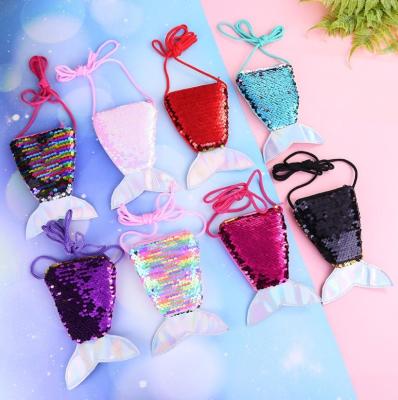 China For New Promo Mermaid Cut Tail Mini Shoulder Bag Creative Children's Mini Shoulder Bag Satchel Storage Coin Sequined Purse Small for sale