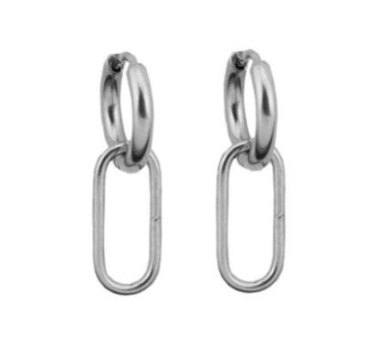 China Wholesale Fashion Kpop Women's Small Oval Circle Hoop Earrings Stainless Steel Ear Clips for sale