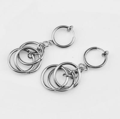 China Fashion Three-Ring Three-Dimensional Ear Studs Fashion Personality Stainless Steel Earrings Jewelry Wholesale for sale