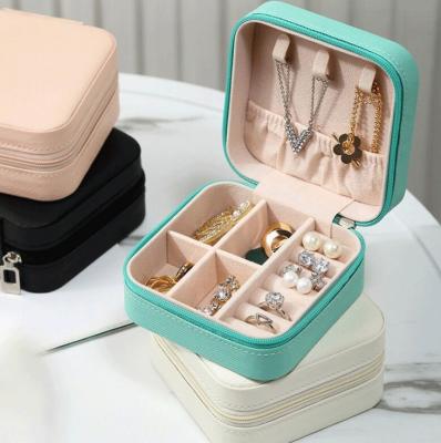 China For Promo Necklace Bracelets Earrings Box Organizer Portable Jewelry Storage Case PU Wholesale Leather Small Travel Jewelry Boxes for sale