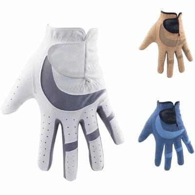 China Newest Soft Comfortable Feel Design Sheepskin Golf Gloves Customized Logo Easy Sweat Absorbent Breathable Anti-Slip To Wear Golf Gloves for sale