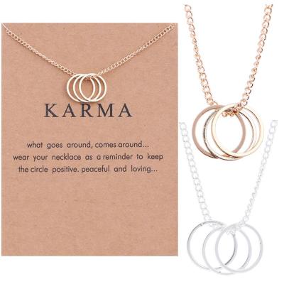 China Tasty Rose Gold Triple Karma Ring Necklace Durable Vintage Gold With Meaningful Card for sale