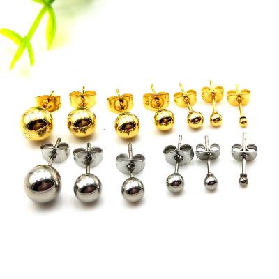 China Environmental Friendly 925 Sterling Silver Simple Stainless Steel Round Pearl Gold and Silver Stud Earrings for Women for sale