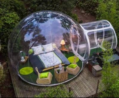 China Clear Bubble Tent Event Lodge Inflatable Hotel With Tunnel N Steel Framed Doors For Glamping Resort for sale