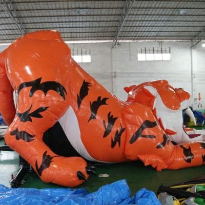 China Event Big Inflatable Tiger Model Slide With Staircase for sale