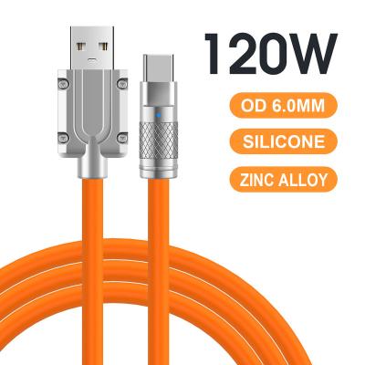 China Shell+Silicone Zinc Alloy Cable+LED Light+Big OD 120W 5A Zinc Alloy Cable LED Light Big OD Silicone Direct Selling Factor Fast Charging Micro Type C Android and Devices of iOS for sale