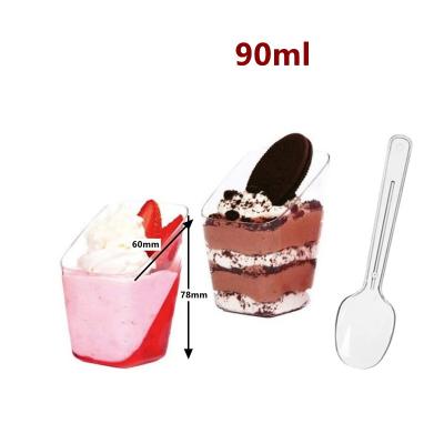 China 3oz/90ml Biodegradable Plastic Food Grade Transparentes Mousse Dessert Cup Cake Ice Cream Appetizer Snack Cup for sale