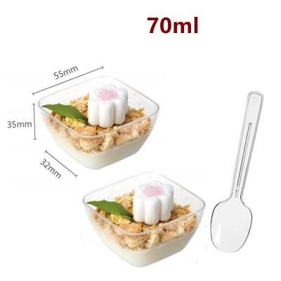 China 70ml Biodegradable Plastic Food Grade Transparentes Mousse Dessert Cup Cake Ice Cream Appetizer Snack Cup for sale