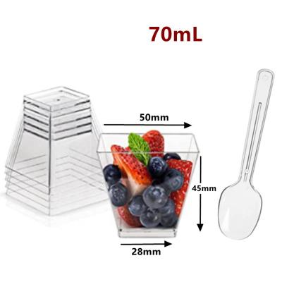 China Biodegradable Hot Sale 70ml Food Grade Transparentes Mousse Dessert Cup Cake Ice Cream Appetizer Plastic Snack Cup for sale