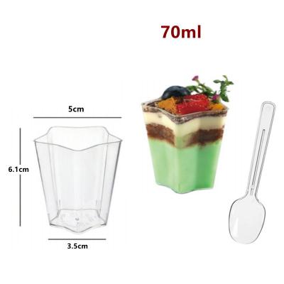 China Factory direct sale 70ml Biodegradable Plastic Food Grade Transparentes Mousse Dessert Cup Cake Ice Cream Appetizer Snack Cup for sale