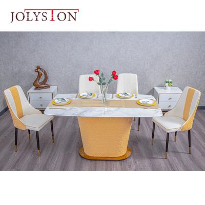 China (Other) New Design Marble Adjustable Luxury Dining Table Set 6 Chairs for sale