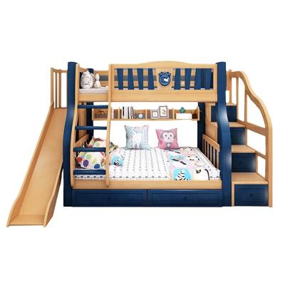 China Mediterranean China Kids Furniture Bedroom Blue Pink Bunk Bed With Slide Ladder Storage Bunk Bed For Kids for sale