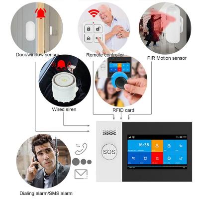 China WIFI GSM Home Security Alarm System With APP Wireless Smart Garden Life Alarm For Tuya Burglar Detector Motion Sensor Home Alarm KHJ-ALAM-2 for sale