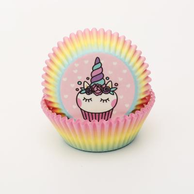 China 100 Pcs Disposable Bakery Shop or Home Made Cupcake Party Decoration Unicorn Cake Paper Cup Muffin Liners for sale