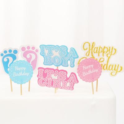 China Disposable 201gsm Happy Birthday Cupcake Paper Toppers for sale