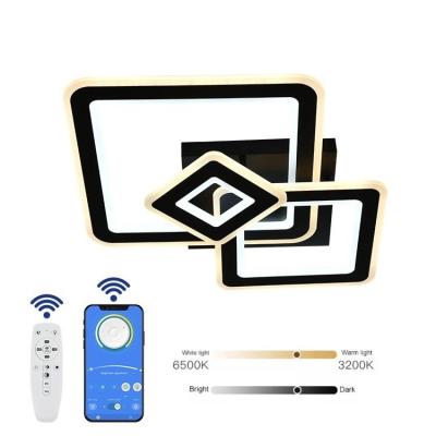 China Surface Mounted New 2.4G remote control adjustable square design LED ceiling lamp with 3D mirror warm light white light for sale