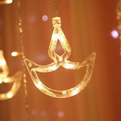 China Christmas String Light Hot Sell Fairy Icicle Window Anchor Curtain Diya Boat Diwali Lights With 8 Ramadan for sale