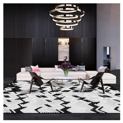 China Washable Faux cowhide patchwork design 3d rug cover for living room 3d carpet rug cover for home decor for sale