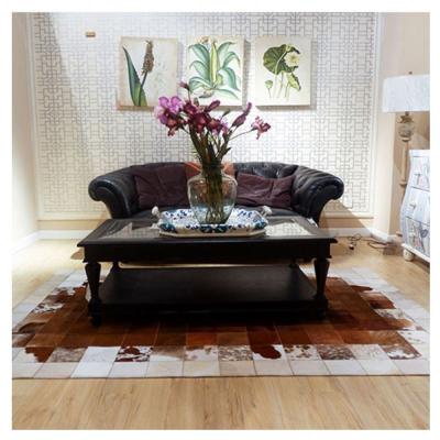 China Washable cowhide patchwork 3d rug cover for living room 3d carpet rug cover for home decor for sale