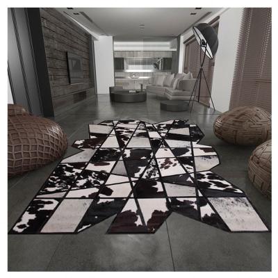 China Latest Design Washable Gray Whip Rugs Luxury Carpet Cowhide Leather Covers And Cover for sale