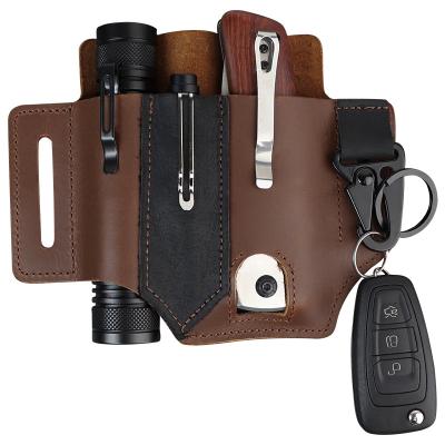 China EDC Outdoor Multifunctional Leather Belt Cover Tool Storage Belt Bag for sale