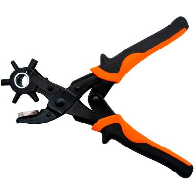 China With 2 Colors Handle 8 Inch Portable Rotating Leather Hole Punch Kit Punch Pliers With 6 Round Hole Sizes for sale