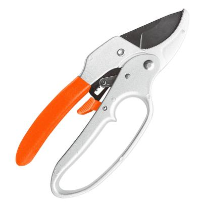 China Anti-Slip Handle Premium Mental Garden Pruning Tools Pruning Bypass Garden Ratchet Shears for sale