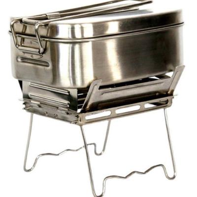 China Stocked Camping Portable Foldable Single Handle stainless steel bento lunch  Pot for sale