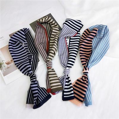 China Women's Fashion Long Scarf Air Hostess Scarf Small Square Satin Imitated Silk Head Scarf for sale