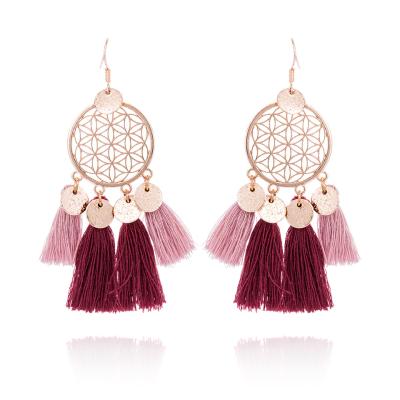 China BOHEMIA Sequin Tassel Earrings Women Flower Fringe Earrings Boho Ethnic Party Drop Dangle Earrings Jewelry for sale