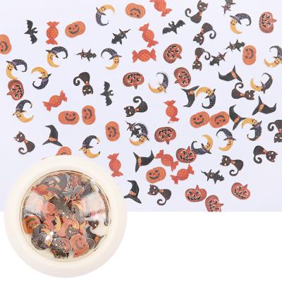 China Waste Nail Wood 6 Designs 3D Nail Glitter Colorful Nail Art Sequins Art Manicure Wood Chip Flakes Halloween for sale