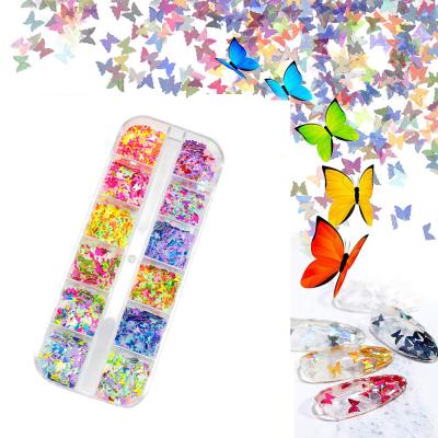 China 3D Holographic Laser Butterfly Charms Holographic Glitter Nail Sparkle Glitter Sticker for Nail Art Decoration for sale